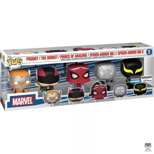Figura Funko Pop! Prodigy, Hornet, Príncipe de Arachne, Spider-Armor MK I & Spider-Armor MK II (Amazon)