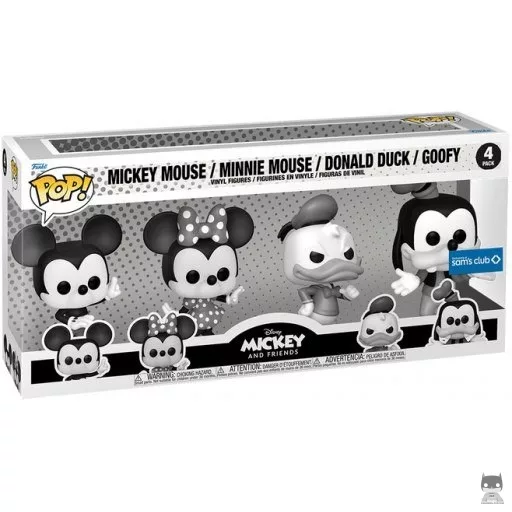 Figura Funko Pop! Mickey Mouse, Minnie Mouse, Pato Donald & Goofy (Blanco y negro) (Mickey y sus amigos)