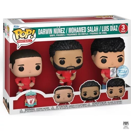 Figura Funko Pop! Darwin Núñez, Mohamed Salah & Luis Díaz (Liverpool) (Premier League (liga inglesa de fútbol))