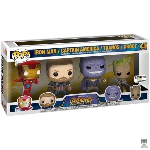Figura Funko Pop! Iron Man, Capitán América, Thanos & Groot (Vengadores: Infinity War)