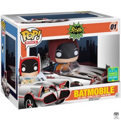 Figura Funko Pop! Batman con el Batmóvil (Cromado) (Batman: Serie de televisión clásica)