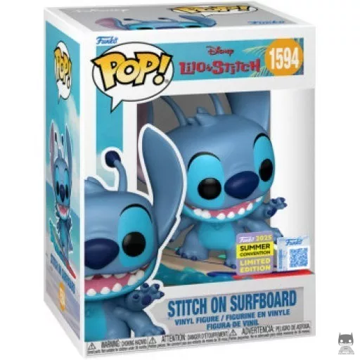 Figura Funko Pop! Stitch en tabla de surf (San Diego Comic Con (convención de verano) 2025)