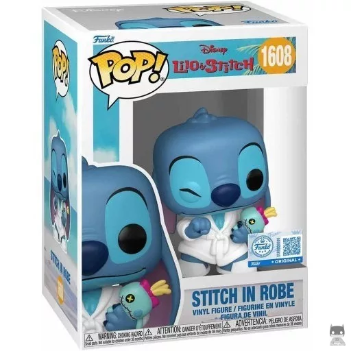 Figura Funko Pop! Stitch en albornoz con Scrump (Lilo y Stitch)