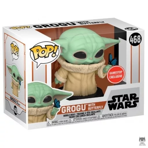 Figura Funko Pop! Grogu con mariposa (Grogu (El Niño - Baby Yoda))