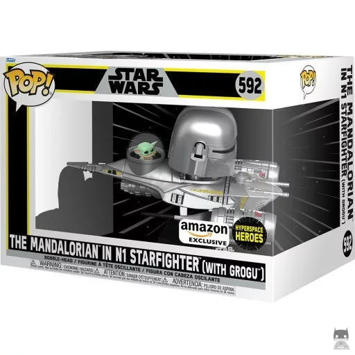 Figura Funko Pop! Hyperspace Heroes: Mandaloriano en el caza estelar N-1 con Grogu (El Mandaloriano)